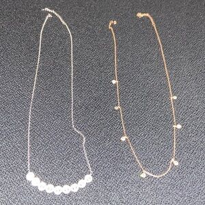 2 dainty necklace one is silver one is rosegold